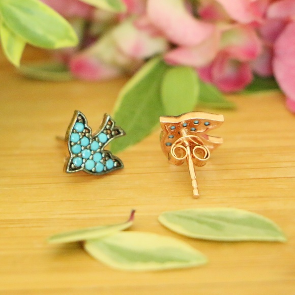 Sterling Silver Bird Turquoise & Cubic Zirconia - Picture 6 of 7